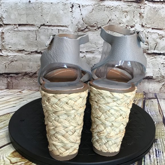 Splendid Women’s Gray Macramé Woven Open Toe Wicker Wedge Jute Platform Sandals - Picture 3 of 9